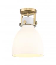  411-1F-BB-G412-8WH - Newton Bell - 1 Light - 8 inch - Brushed Brass - Flush Mount