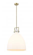  411-1SL-BB-G412-18WH - Newton Bell - 1 Light - 18 inch - Brushed Brass - Pendant