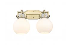  411-2W-BB-G410-7WH - Newton Sphere - 2 Light - 17 inch - Brushed Brass - Bath Vanity Light