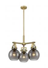  411-3CR-BB-G410-7SM - Newton Sphere - 3 Light - 21 inch - Brushed Brass - Pendant