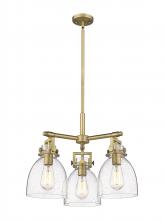  411-3CR-BB-G412-7SDY - Newton Bell - 3 Light - 21 inch - Brushed Brass - Pendant