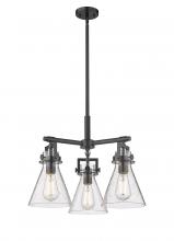  411-3CR-BK-G411-7SDY - Newton Cone - 3 Light - 21 inch - Matte Black - Pendant