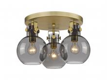 Innovations Lighting 411-3F-BB-G410-7SM - Newton Sphere - 3 Light - 18 inch - Brushed Brass - Semi-Flush Mount