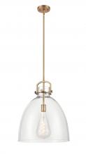  412-1S-BB-16CL - Newton Bell - 1 Light - 16 inch - Brushed Brass - Cord hung - Pendant