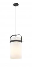 Innovations Lighting 413-1PM-BK-G413-1S-8WH - Pilaster - 1 Light - 8 inch Glass - Matte Black - Pendant