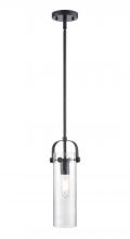  423-1S-BK-G423-12SDY - Pilaster II Cylinder - 1 Light - 12 inch Long Glass - Matte Black - Pendant