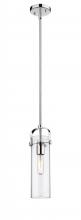  423-1S-PC-G423-12CL - Pilaster II Cylinder - 1 Light - 12 inch Long Glass - Polished Chrome - Pendant