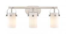  423-3W-SN-G423-7WH - Pilaster - 3 Light - 24 inch - Brushed Satin Nickel - Bath Vanity Light