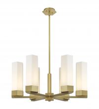  427-6CR-BB-G427-14WH - Claverack - 6 Light - 28 inch - Brushed Brass - Chandelier