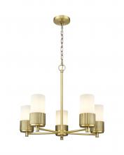  428-5CR-BB-G428-7WH - Bolivar - 5 Light - 25 inch - Brushed Brass - Chain Hung - Chandelier