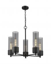  428-5CR-BK-G428-12SM - Bolivar - 5 Light - 25 inch - Matte Black - Chain Hung - Chandelier