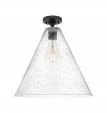 Innovations Lighting 434-1F-BK-GBC-164 - Crown Point - 1 Light - 16 inch - Matte Black - Flush Mount