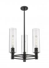  434-3CR-BK-G434-12SDY - Crown Point - 3 Light - 18 inch - Matte Black - Pendant