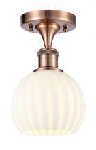  516-1C-AC-G1217-6WV - White Venetian - 1 Light - 6 inch - Antique Copper - Semi-Flush Mount