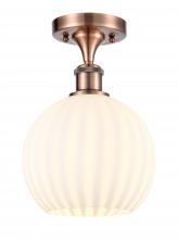  516-1C-AC-G1217-8WV - White Venetian - 1 Light - 8 inch - Antique Copper - Semi-Flush Mount