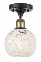  516-1C-BAB-G1216-6WM - White Mouchette - 1 Light - 6 inch - Black Antique Brass - Semi-Flush Mount