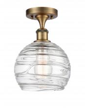  516-1C-BB-G1213-8 - Athens Deco Swirl - 1 Light - 8 inch - Brushed Brass - Semi-Flush Mount