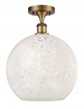  516-1C-BB-G1216-12WM - White Mouchette - 1 Light - 12 inch - Brushed Brass - Semi-Flush Mount