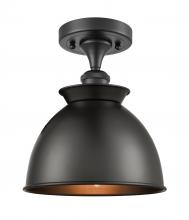  516-1C-BK-M14-BK - Adirondack - 1 Light - 8 inch - Matte Black - Semi-Flush Mount