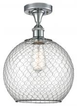  516-1C-PC-G122-10CBK - Farmhouse Chicken Wire - 1 Light - 10 inch - Polished Chrome - Semi-Flush Mount