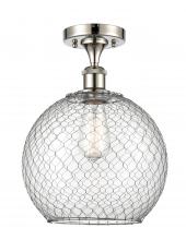  516-1C-PN-G122-10CSN - Farmhouse Chicken Wire - 1 Light - 10 inch - Polished Nickel - Semi-Flush Mount