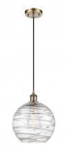  516-1P-AB-G1213-10 - Athens Deco Swirl - 1 Light - 10 inch - Antique Brass - Cord hung - Mini Pendant