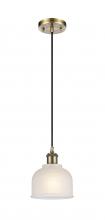  516-1P-AB-G411 - Dayton - 1 Light - 6 inch - Antique Brass - Cord hung - Mini Pendant