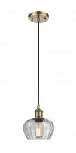  516-1P-AB-G92 - Fenton - 1 Light - 7 inch - Antique Brass - Cord hung - Mini Pendant