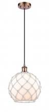 Innovations Lighting 516-1P-AC-G121-10RW - Farmhouse Rope - 1 Light - 10 inch - Antique Copper - Cord hung - Mini Pendant