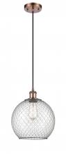  516-1P-AC-G122-10CBK - Farmhouse Chicken Wire - 1 Light - 10 inch - Antique Copper - Cord hung - Mini Pendant