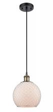  516-1P-BAB-G121-8CSN - Farmhouse Chicken Wire - 1 Light - 8 inch - Black Antique Brass - Cord hung - Mini Pendant