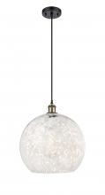  516-1P-BAB-G1216-14WM - White Mouchette - 1 Light - 14 inch - Black Antique Brass - Cord Hung - Pendant