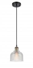  516-1P-BAB-G412 - Dayton - 1 Light - 6 inch - Black Antique Brass - Cord hung - Mini Pendant