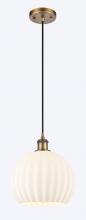  516-1P-BB-G1217-10WV - White Venetian - 1 Light - 10 inch - Brushed Brass - Cord Hung - Mini Pendant