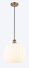  516-1P-BB-G1217-12WV - White Venetian - 1 Light - 12 inch - Brushed Brass - Cord Hung - Mini Pendant