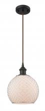  516-1P-OB-G121-8CSN - Farmhouse Chicken Wire - 1 Light - 8 inch - Oil Rubbed Bronze - Cord hung - Mini Pendant