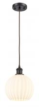  516-1P-OB-G1217-8WV - White Venetian - 1 Light - 8 inch - Oil Rubbed Bronze - Cord Hung - Mini Pendant