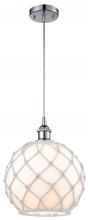  516-1P-PC-G121-10RW - Farmhouse Rope - 1 Light - 10 inch - Polished Chrome - Cord hung - Mini Pendant