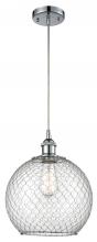  516-1P-PC-G122-10CSN - Farmhouse Chicken Wire - 1 Light - 10 inch - Polished Chrome - Cord hung - Mini Pendant