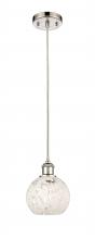  516-1P-PN-G1216-6WM - White Mouchette - 1 Light - 6 inch - Polished Nickel - Cord Hung - Mini Pendant