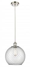  516-1P-PN-G122-10CBK - Farmhouse Chicken Wire - 1 Light - 10 inch - Polished Nickel - Cord hung - Mini Pendant