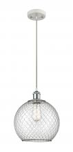  516-1P-WPC-G122-10CBK - Farmhouse Chicken Wire - 1 Light - 10 inch - White Polished Chrome - Cord hung - Mini Pendant