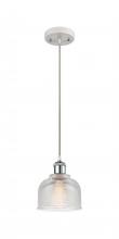  516-1P-WPC-G412 - Dayton - 1 Light - 6 inch - White Polished Chrome - Cord hung - Mini Pendant