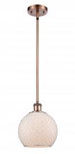  516-1S-AC-G121-8CSN - Farmhouse Chicken Wire - 1 Light - 8 inch - Antique Copper - Mini Pendant