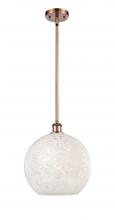  516-1S-AC-G1216-12WM - White Mouchette - 1 Light - 12 inch - Antique Copper - Mini Pendant