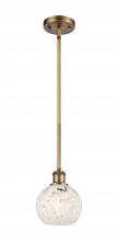  516-1S-BB-G1216-6WM - White Mouchette - 1 Light - 6 inch - Brushed Brass - Mini Pendant