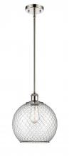  516-1S-PN-G122-10CBK - Farmhouse Chicken Wire - 1 Light - 10 inch - Polished Nickel - Mini Pendant