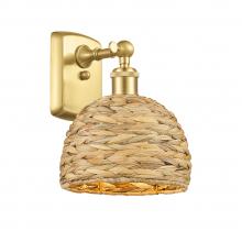  516-1W-SG-RBD-8-NAT - Woven Rattan - 1 Light - 8 inch - Satin Gold - Sconce