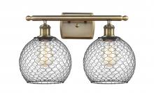  516-2W-AB-G122-8CBK - Farmhouse Chicken Wire - 2 Light - 18 inch - Antique Brass - Bath Vanity Light