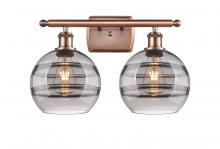  516-2W-AC-G556-8SM - Rochester - 2 Light - 18 inch - Antique Copper - Bath Vanity Light